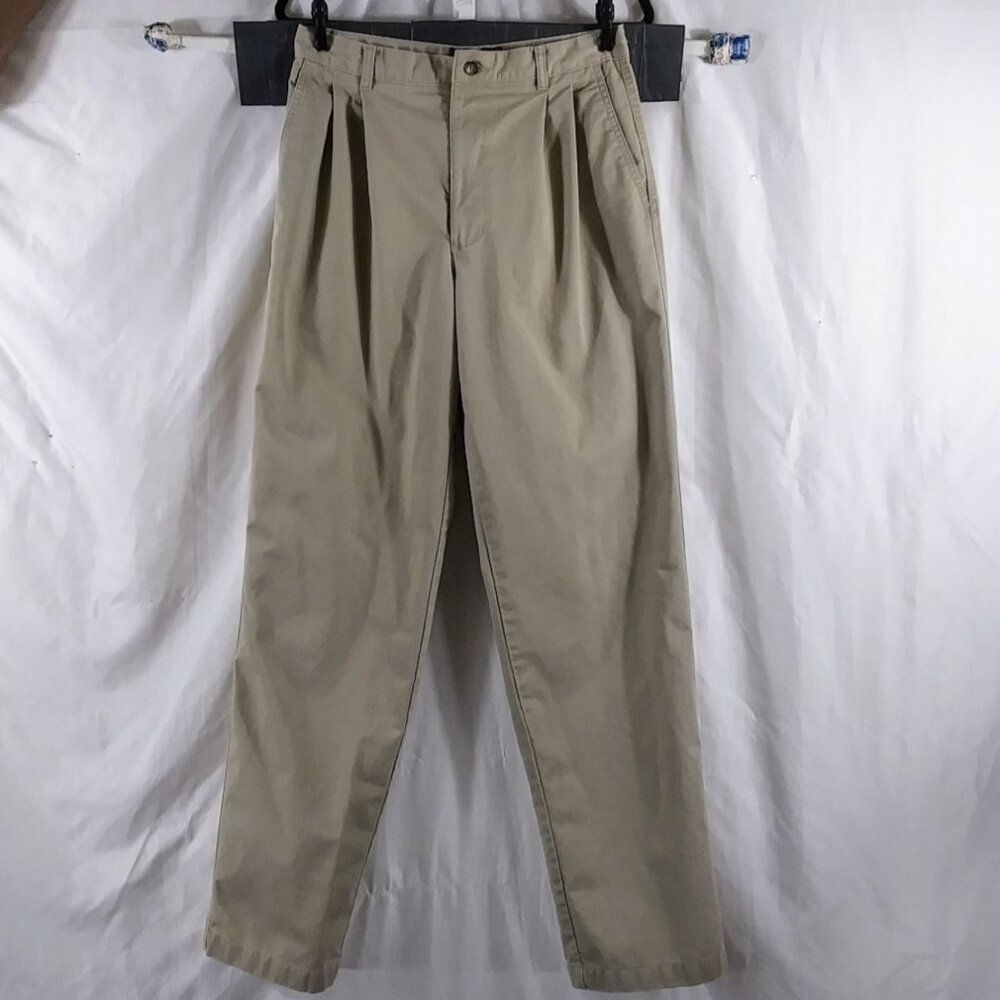 Route 66 Men's Pleated Grey Khaki's Tapered 100% Cotton Pants Size 32x34